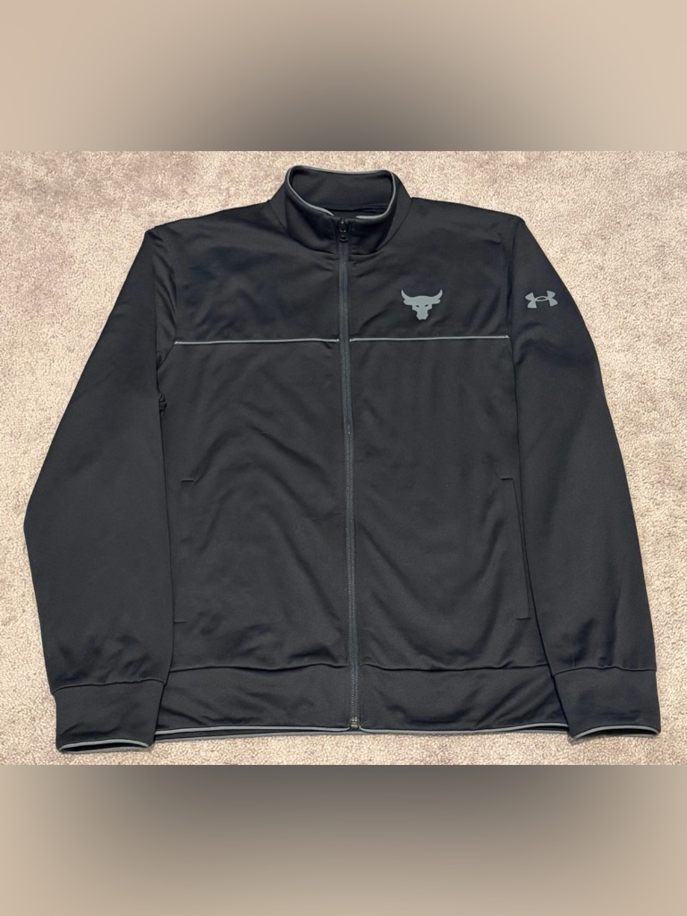 Under Armour Project Rock Mens Medium Black Full Zip Warm-Up Track Jacket